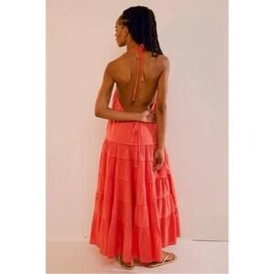 Free People Somewhere Sunny Drop-waist Maxi Dress- Radiant Watermelon (Sz L) 380